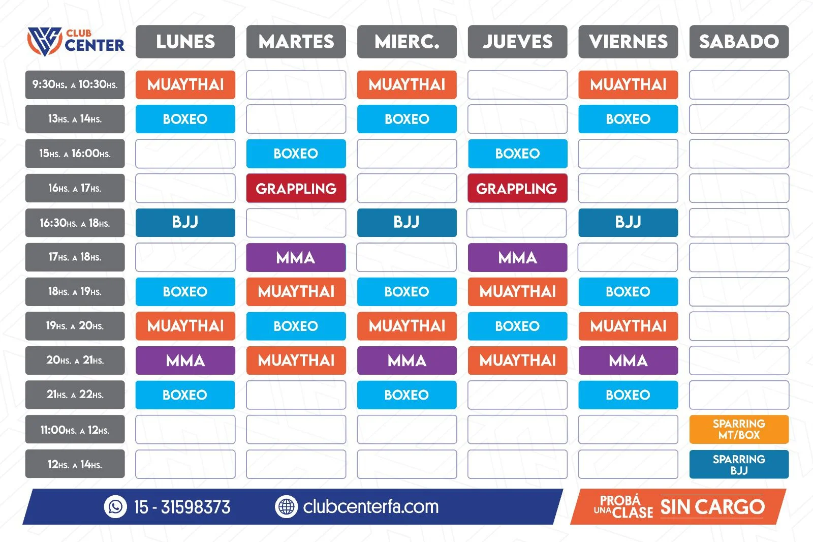 Grilla de horarios de clases